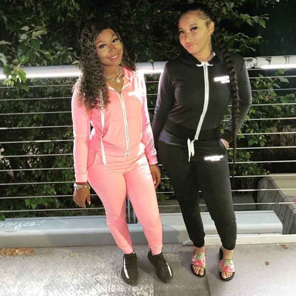 Blue Juicy Reflective Letter Print Drawstring Pocket Hoodie & Sweatpants Set - Picture 5 of 8